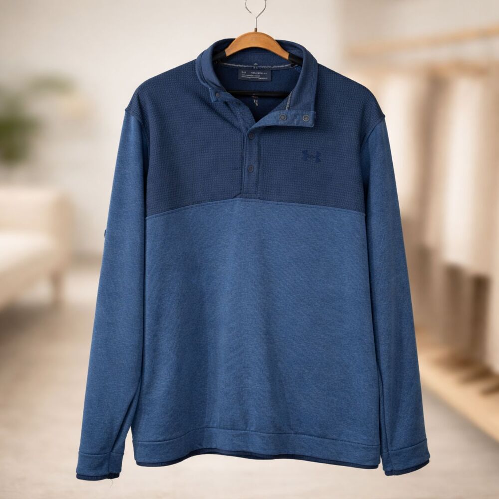 Under Armour Golf 2XL ColdGear Storm Loose Pullover Blue 1/4 Snap Athleisure